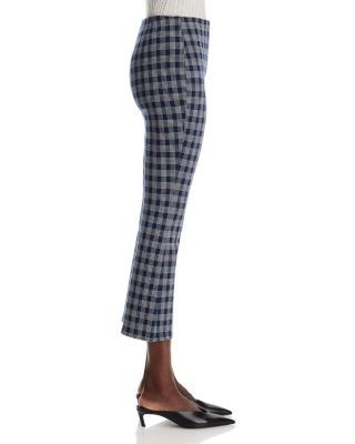 Theory Check Print High Rise Kick Flare Pants