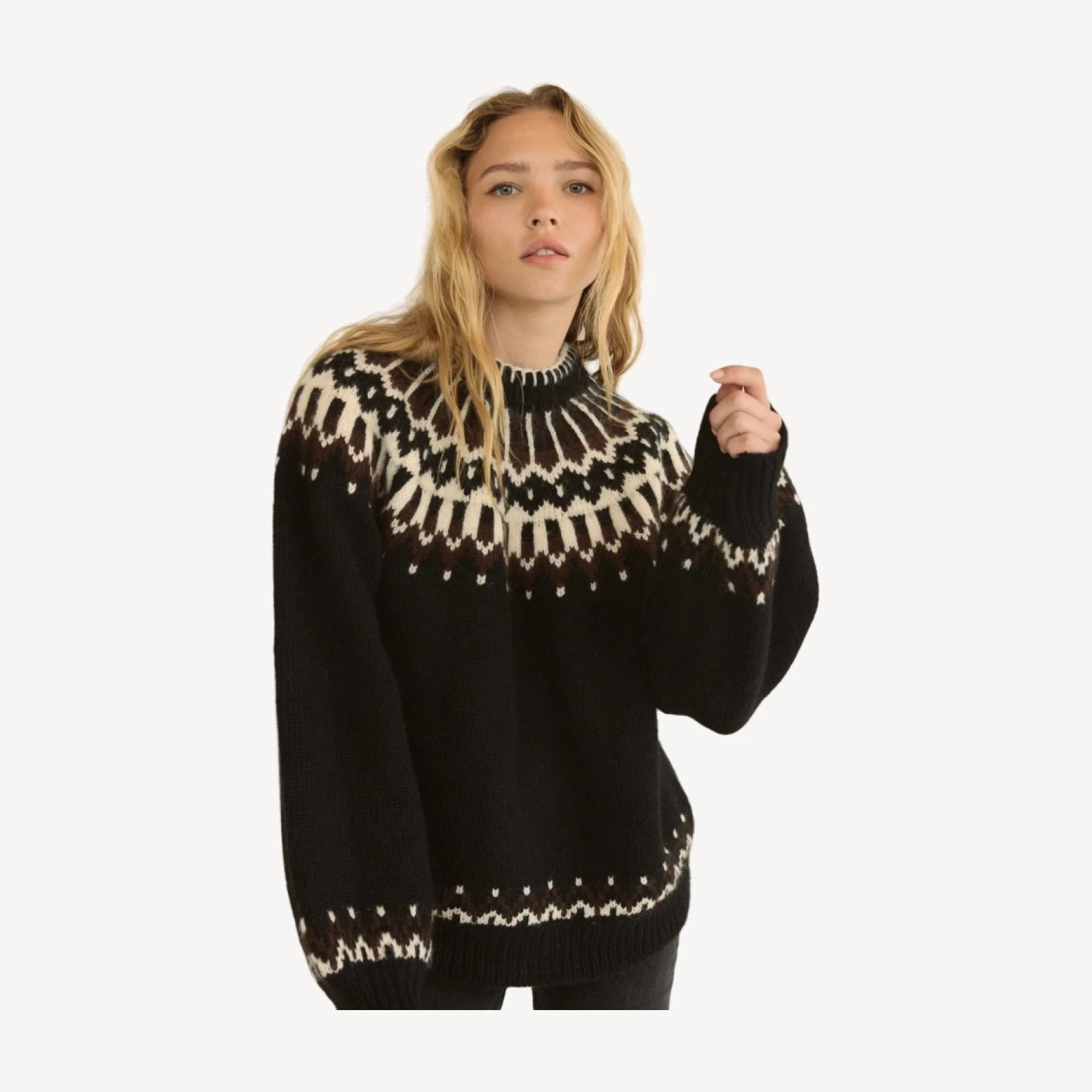 FIELD SWEATER -- BLACK ABERDEEN FAIR ISLE