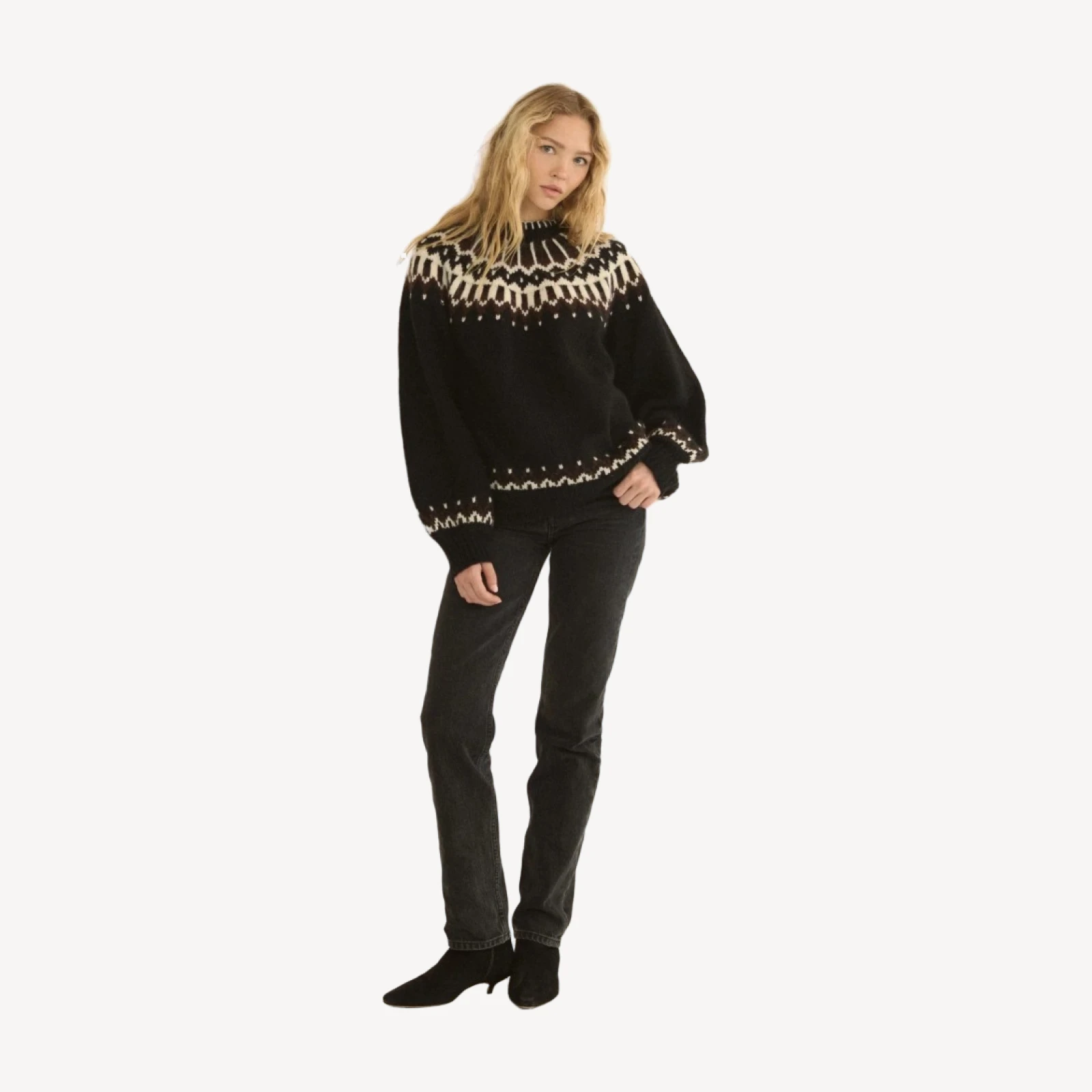 FIELD SWEATER -- BLACK ABERDEEN FAIR ISLE