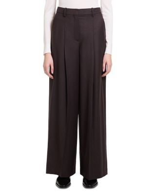 Theory Wide Leg Pleated Wool Trousers