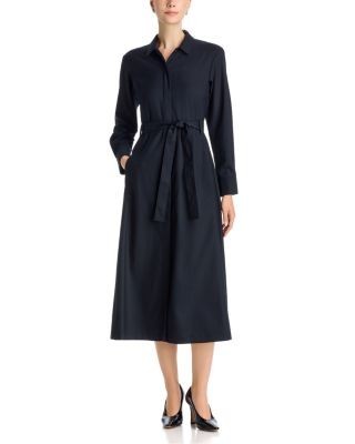 Theory Long Sleeve Belted Volume Drape Shirt Dress