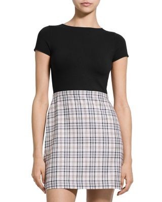 Theory Short Sleeve A Line Wool Dress