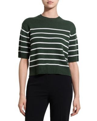 Theory Cropped Cashmere Crewneck Sweater Tee