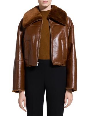 Theory Cropped Shearling Jacket