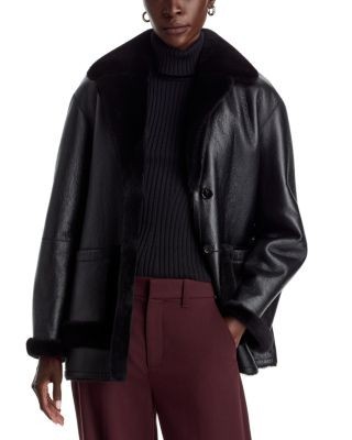 Theory Shearling Button Front Coat