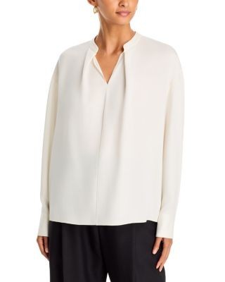 Theory Silk Soft Pleat Neck Top