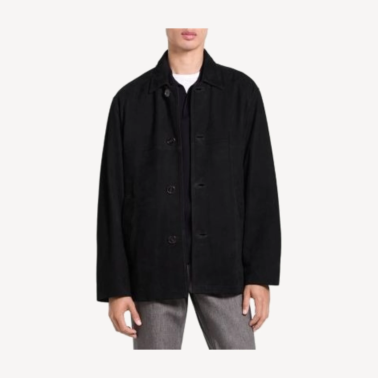 Theory Luxe Element Four Button Suede Car Coat