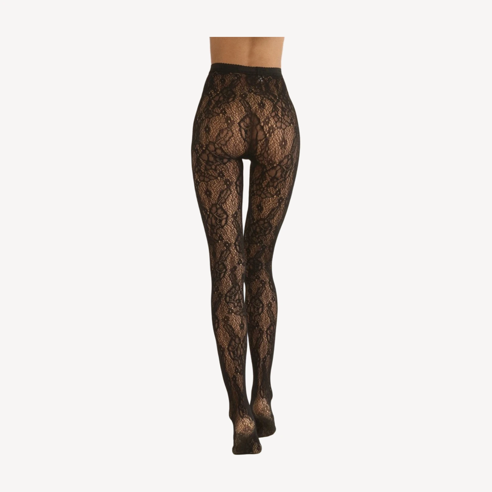WOLFORD INFINITE ROSE LACE TIGHTS -- BLACK