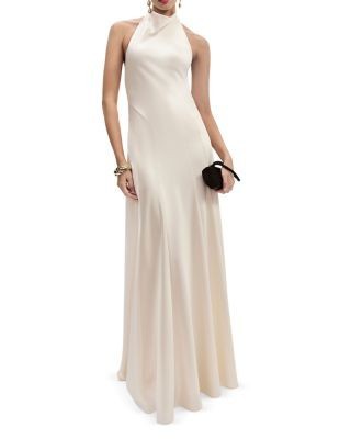 Reformation Roy Satin Halter Gown