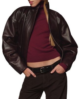 Reformation x Veda Harrison Leather Oversized Bomber Jacket