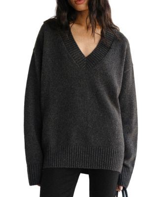 Reformation Jadey Cashmere & Wool Oversized V-Neck Sweater
