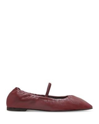 Reformation Women's Buffy Ruched Leather Ballet Flats