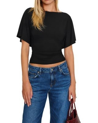Reformation Avery Flutter Sleeve Top