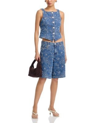 Cinq a Sept Garden Doodle Denim Vest