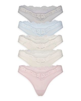 Skims Fits Everybody Lace Dipped Thongs, 5 Pack