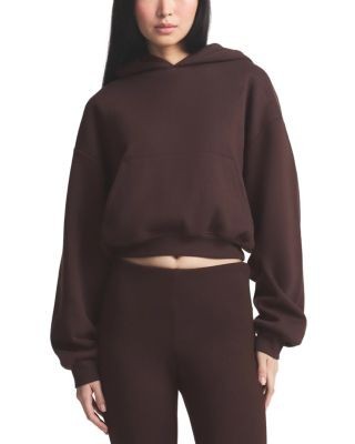 Skims Cropped Cotton Blend Logo Hoodie