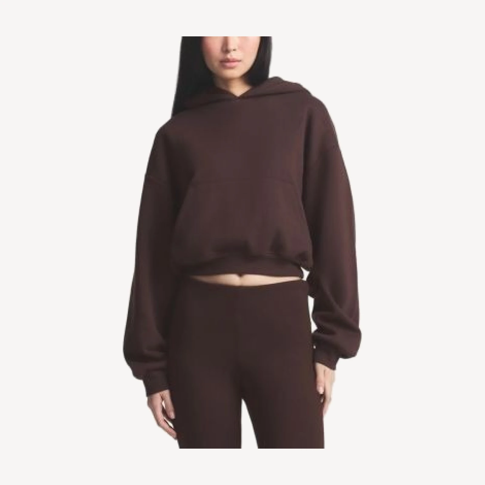 Skims Cropped Cotton Blend Logo Hoodie