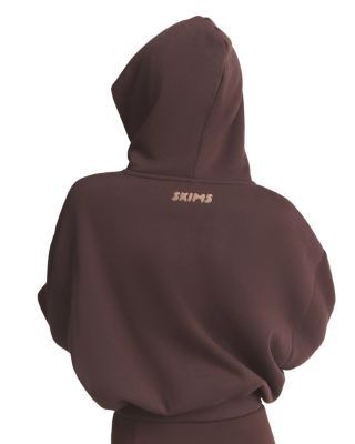 Skims Cropped Cotton Blend Logo Hoodie