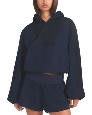 Skims Woven Cotton Half Zip Pullover