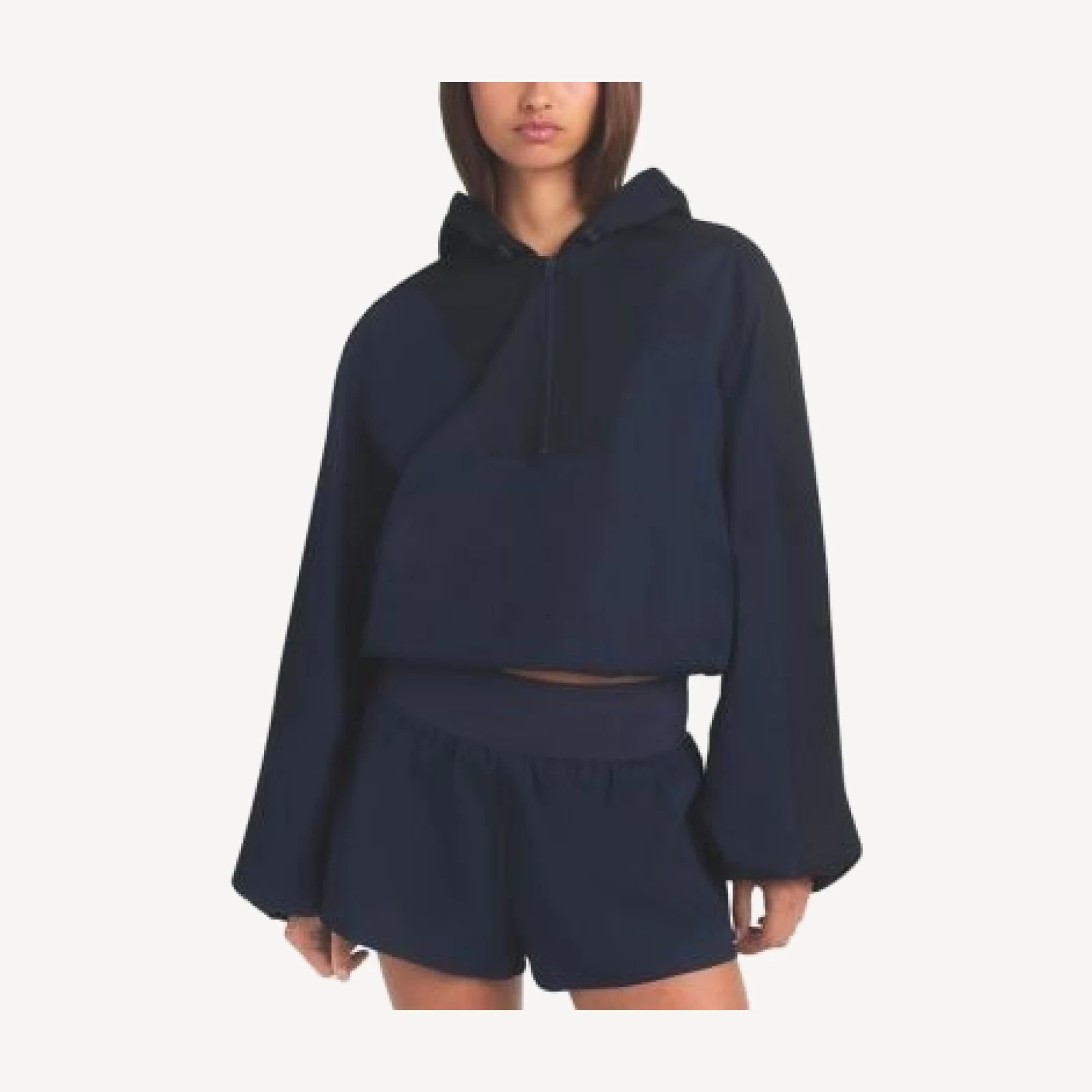 Skims Woven Cotton Half Zip Pullover