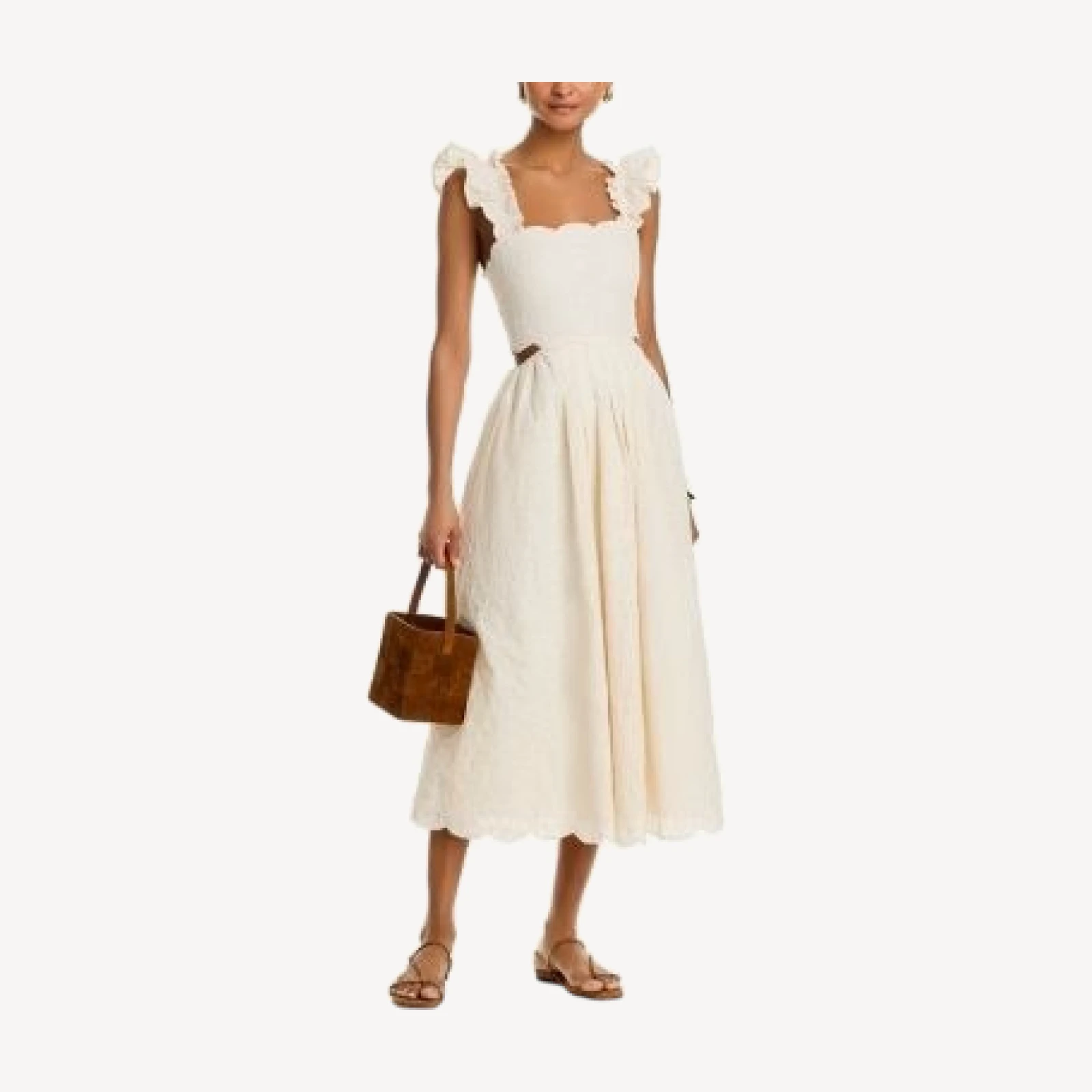 Aqua Embroidered Scallop Trim Dress - Exclusive