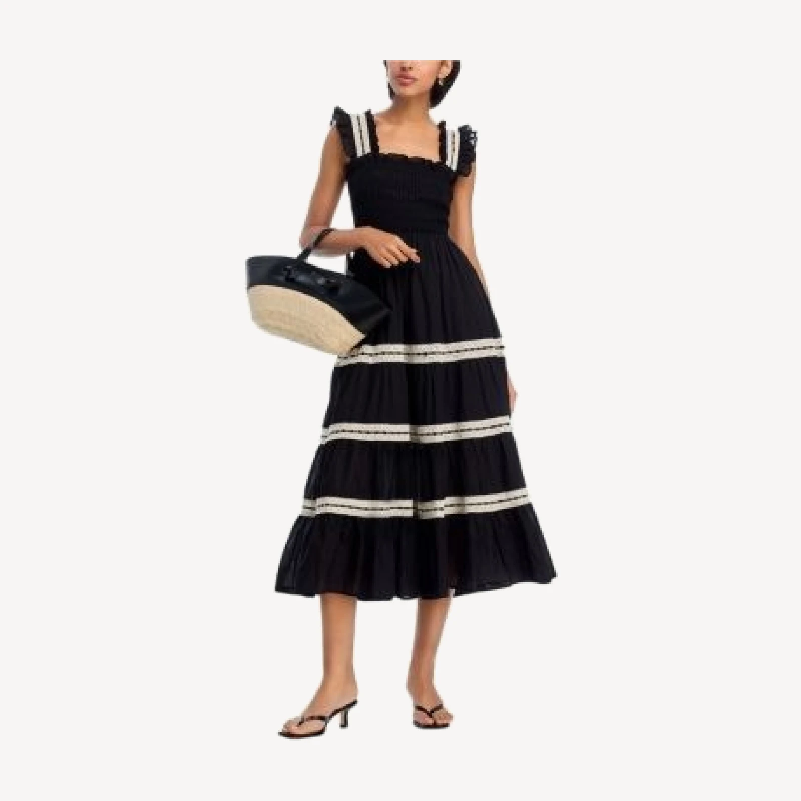Aqua Smocked Lace Inset Midi Dress - Exclusive