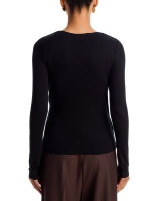 Aqua Crossover V Neck Long Sleeve Top - Exclusive