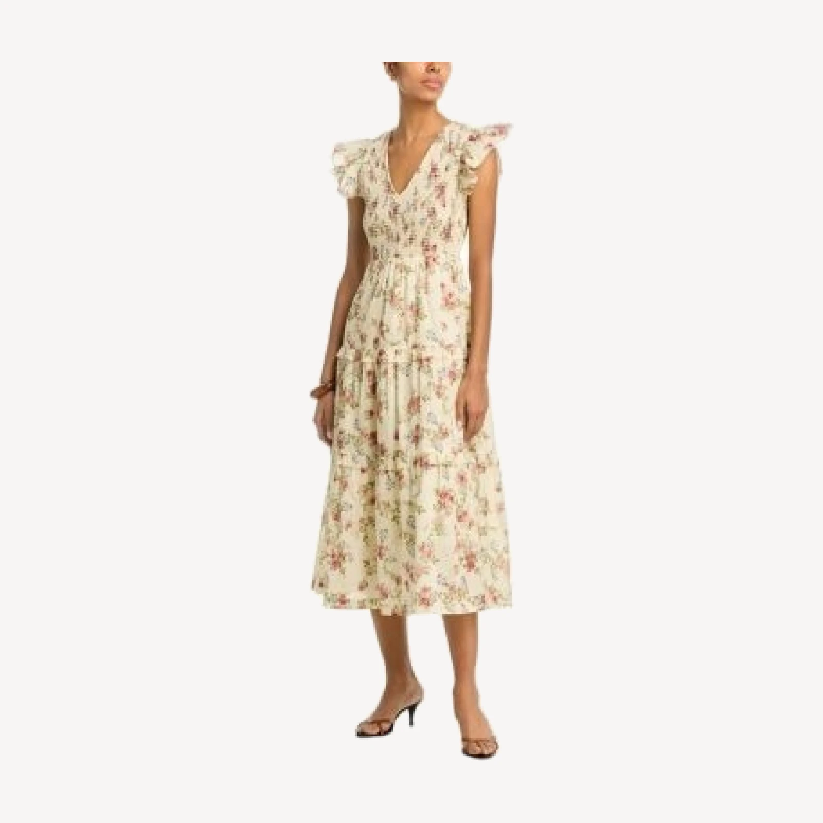 Aqua Floral Smocked Midi Dress - Exclusive