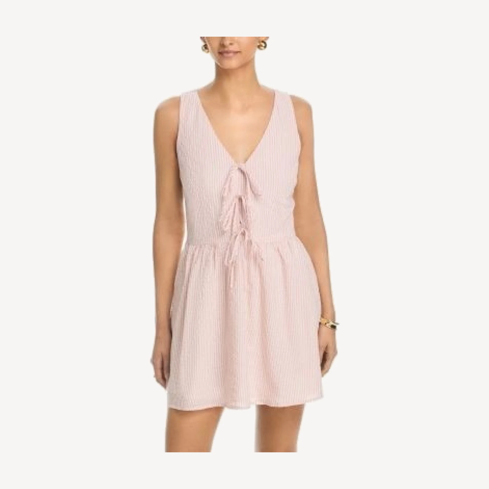 Aqua Stripe Poplin Front Tie Mini Dress - Exclusive