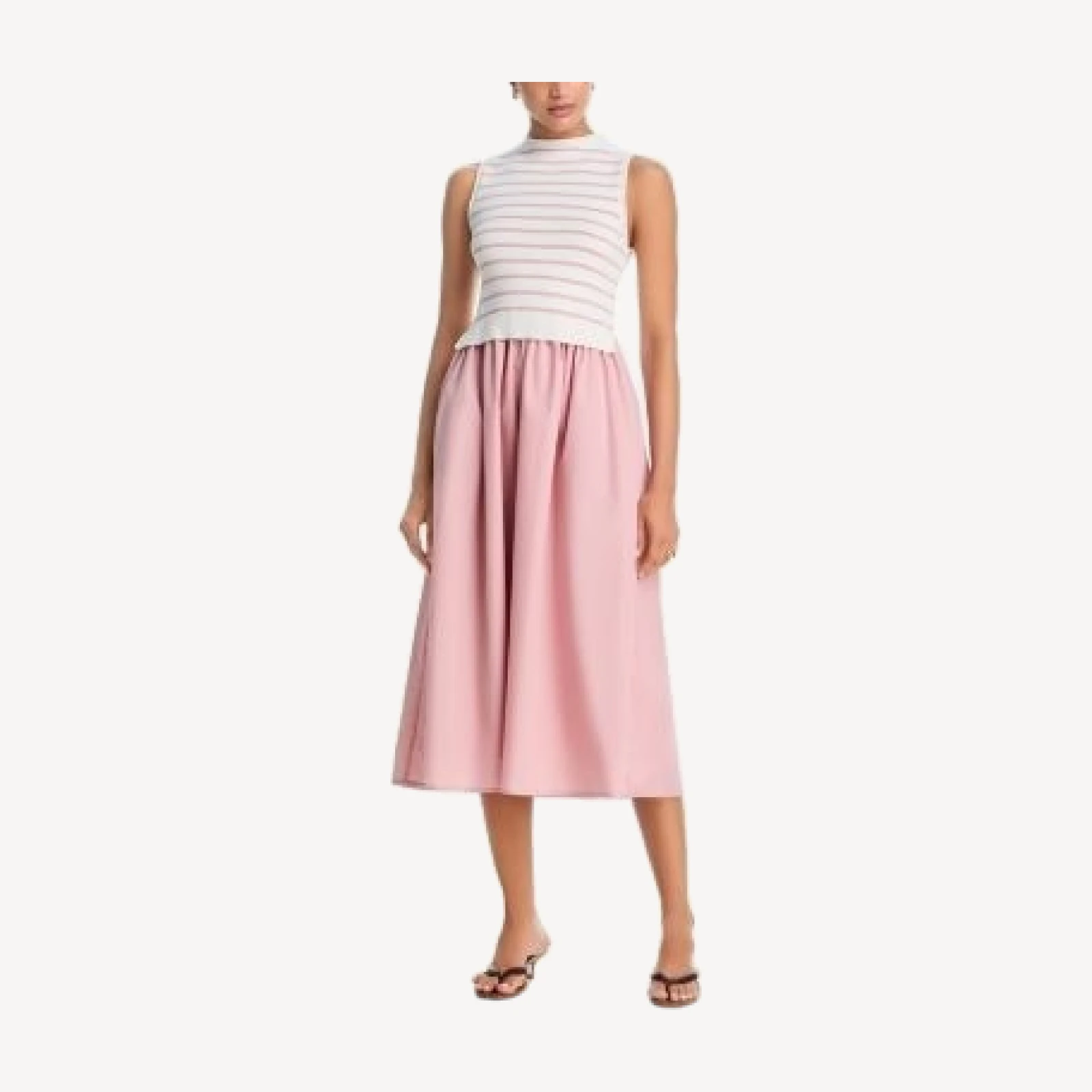 Aqua Stripe Knit Poplin Midi Dress - Exclusive