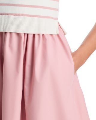 Aqua Stripe Knit Poplin Midi Dress - Exclusive