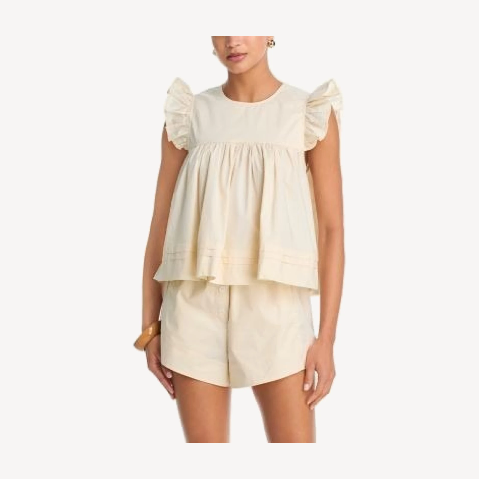 Aqua Poplin Flutter Top - Exclusive
