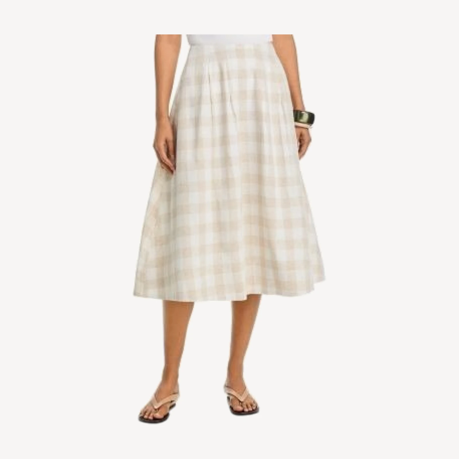 Aqua Gingham Midi Skirt - Exclusive