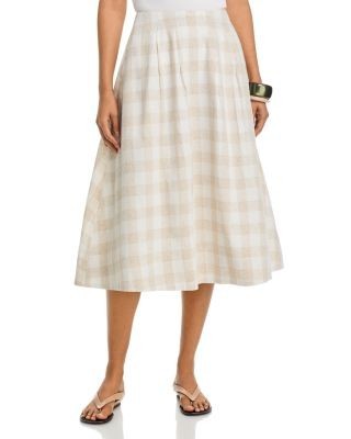 Aqua Gingham Midi Skirt - Exclusive