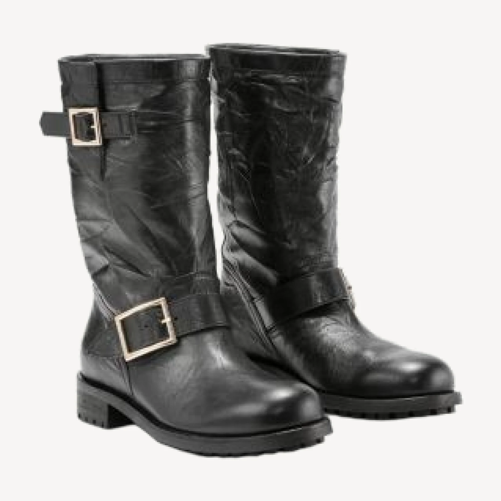 Jimmy Choo Women's Biker Mid Buckle Boots