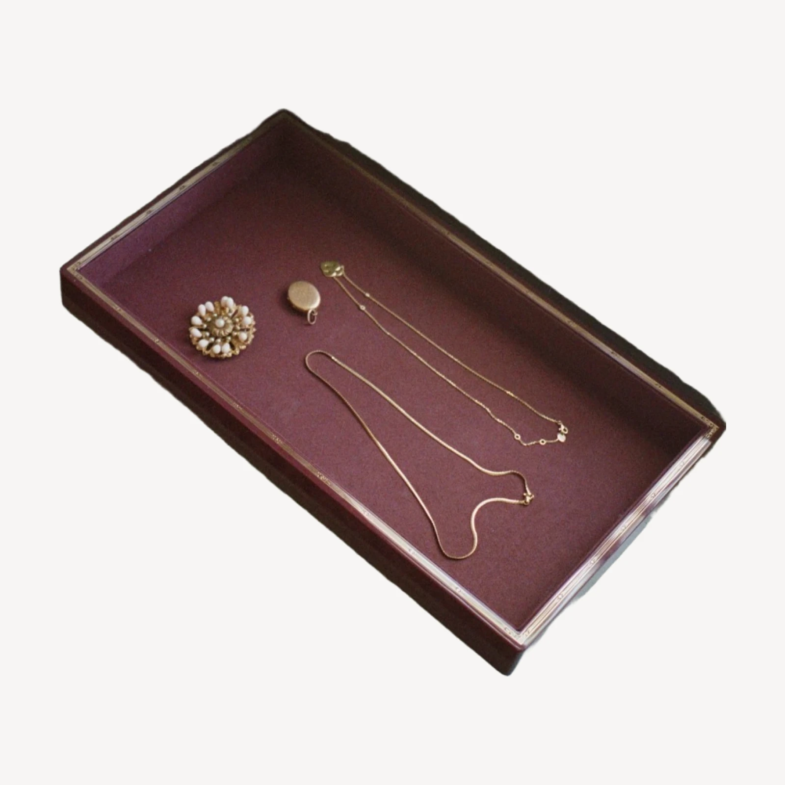 DÔEN & TROVE LARGE JEWELRY TRAY -- BURGUNDY