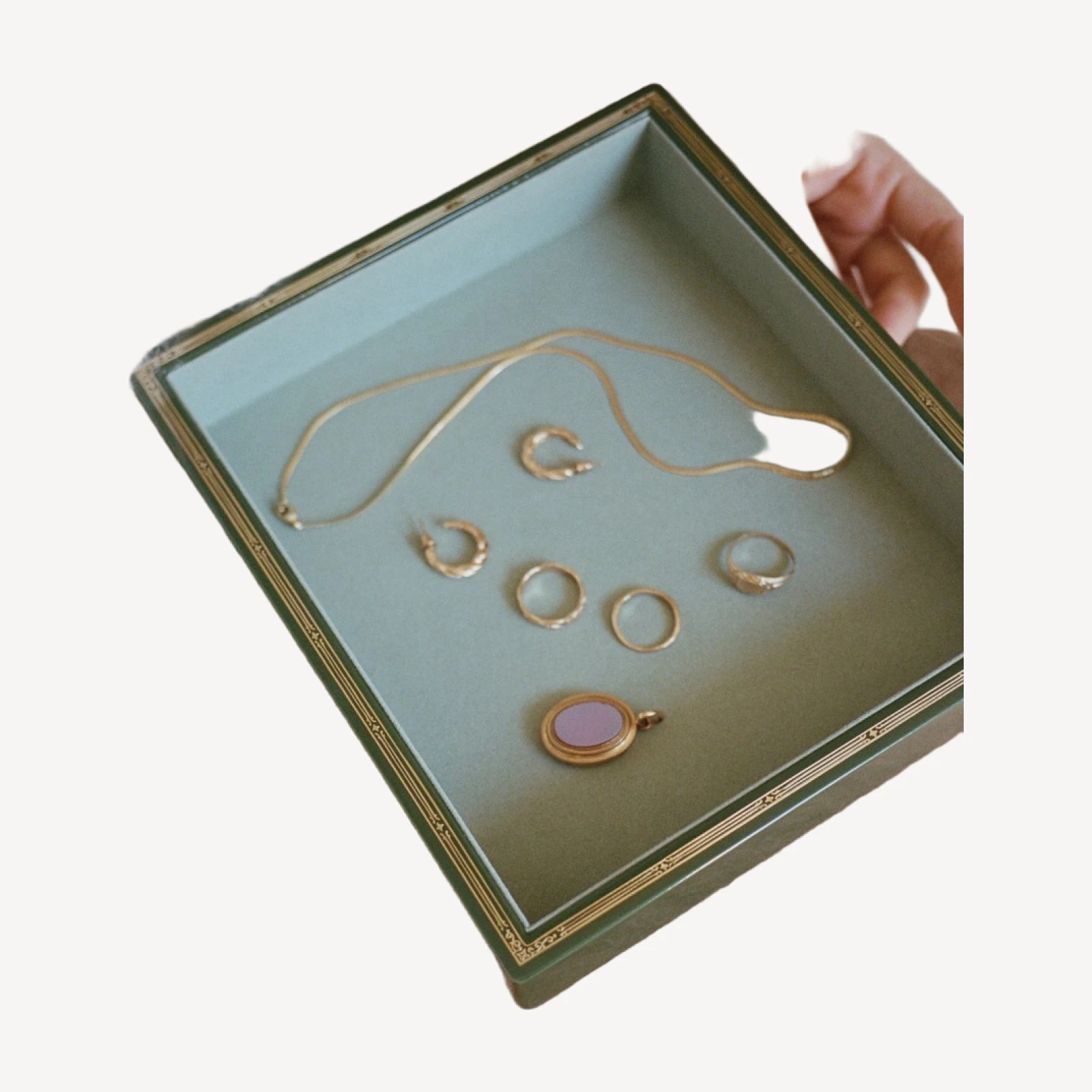 DÔEN & TROVE SMALL JEWELRY TRAY -- OLIVE GREEN