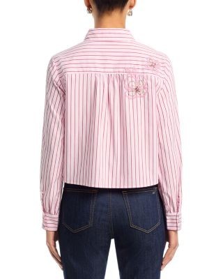 Cinq a Sept Stripe Beaded Floral Top