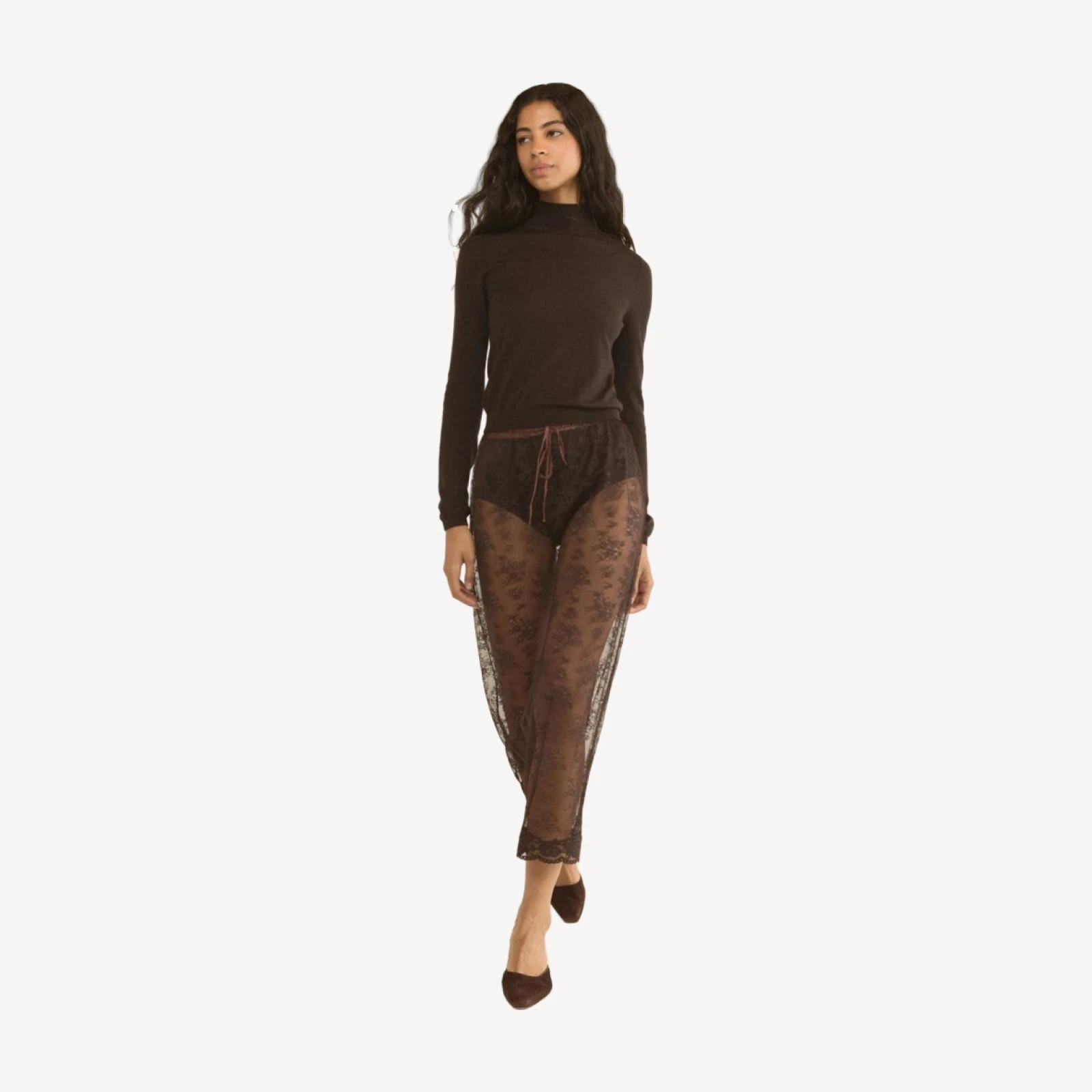 LONI LACE SKIRT SET -- EQUESTRIAN BROWN
