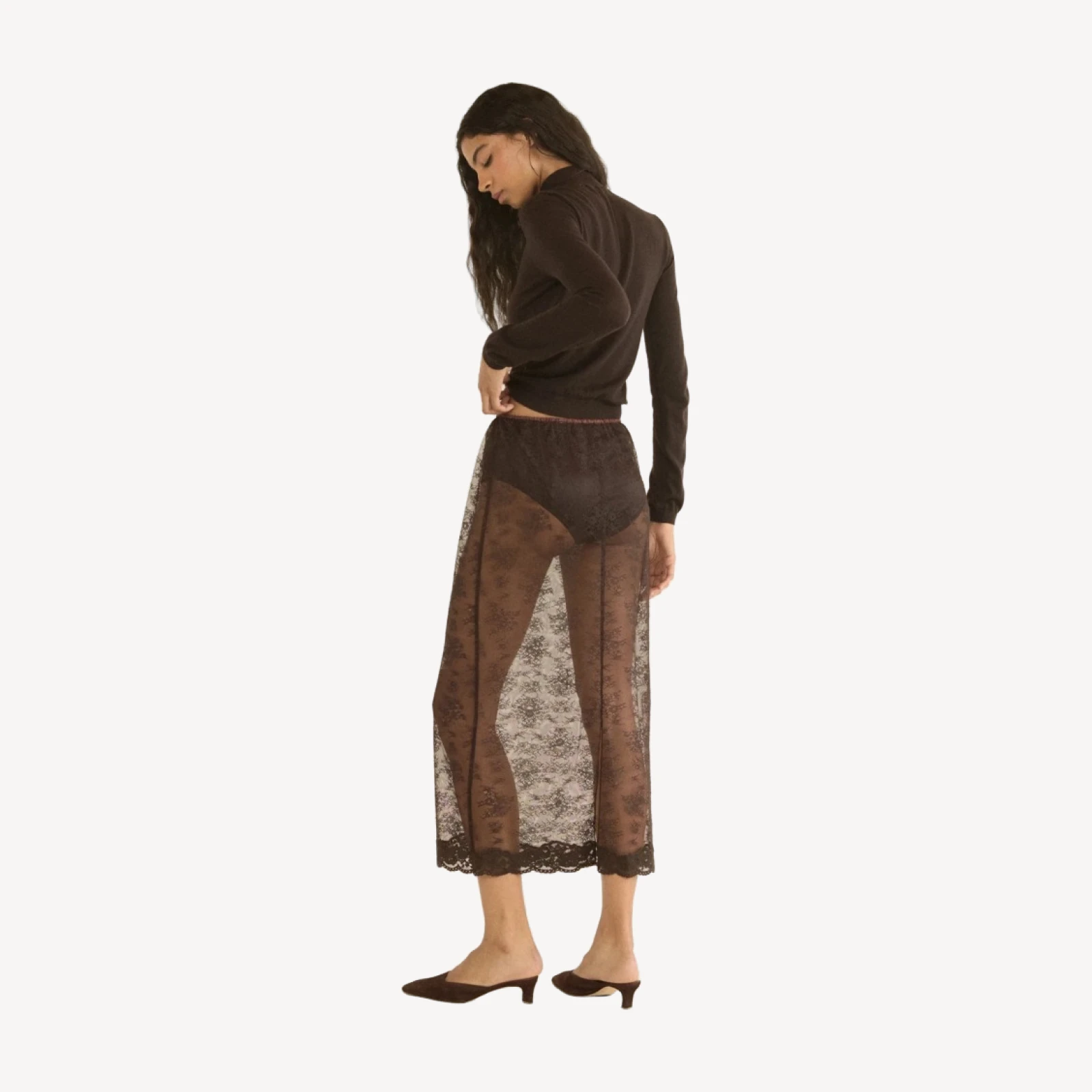 LONI LACE SKIRT SET -- EQUESTRIAN BROWN