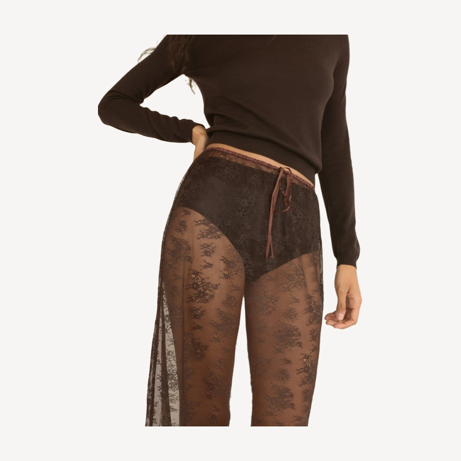 LONI LACE SKIRT SET -- EQUESTRIAN BROWN