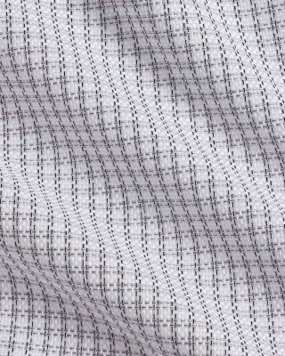 David Donahue Trim Fit Textured Cotton Check Dress Shirt
