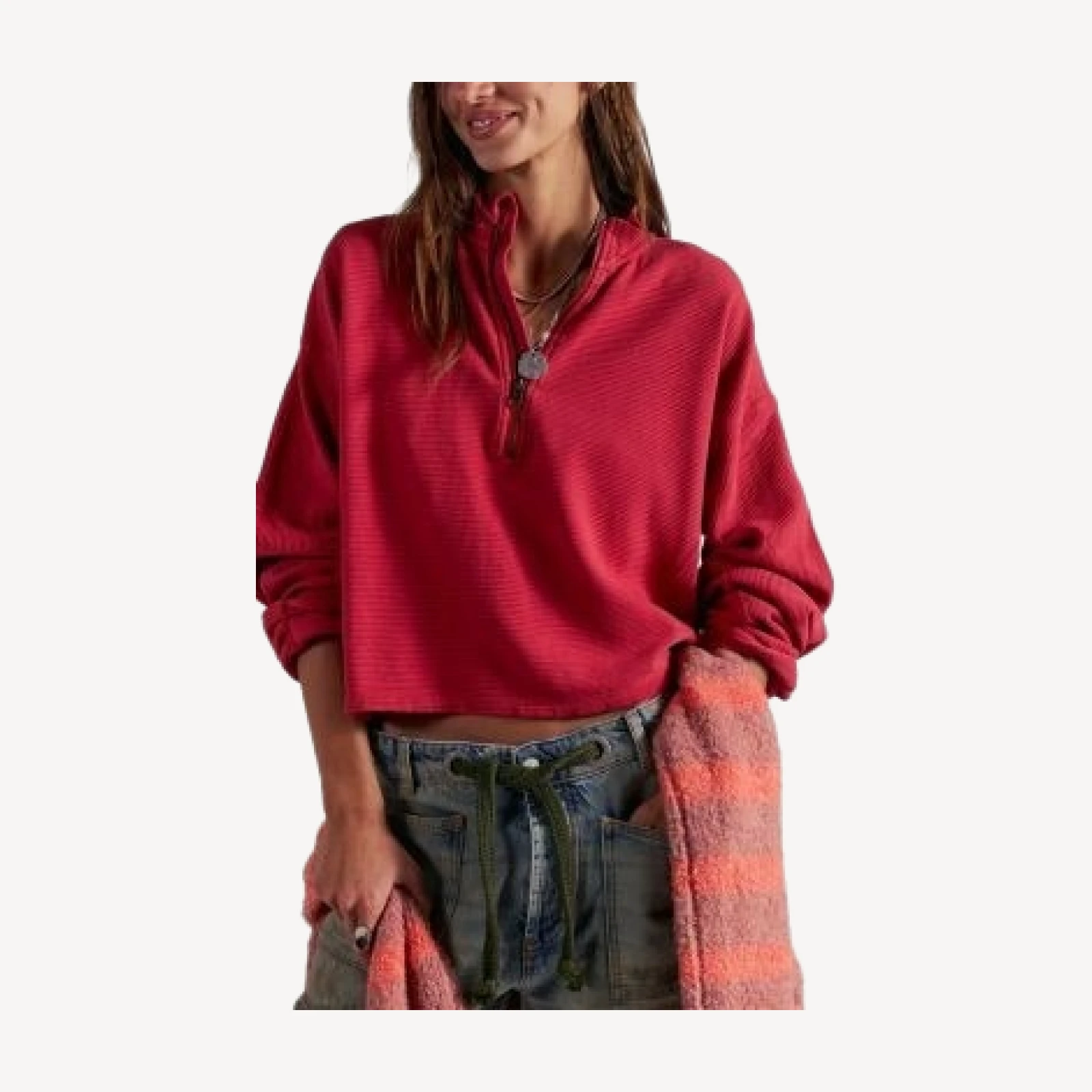 Free People Celeste Quarter Zip Sweatshirt