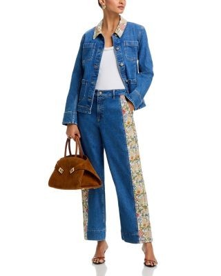 Cinq a Sept Patchwork Zoe High Rise Barrel Jeans in Saphir