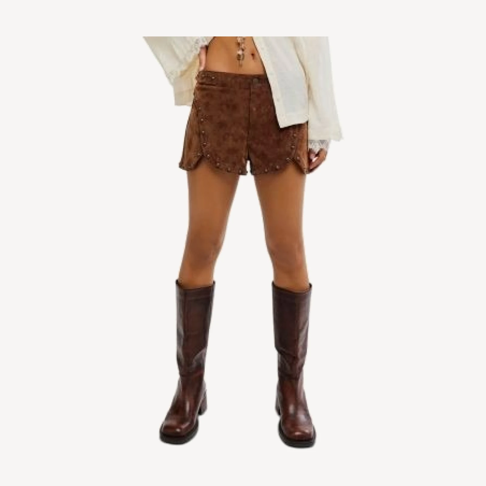 Free People Best Behavior Faux Suede Studded Shorts