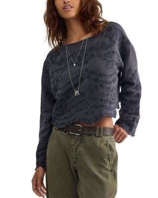 Free People Iris Cotton Eyelet Sweatshirt