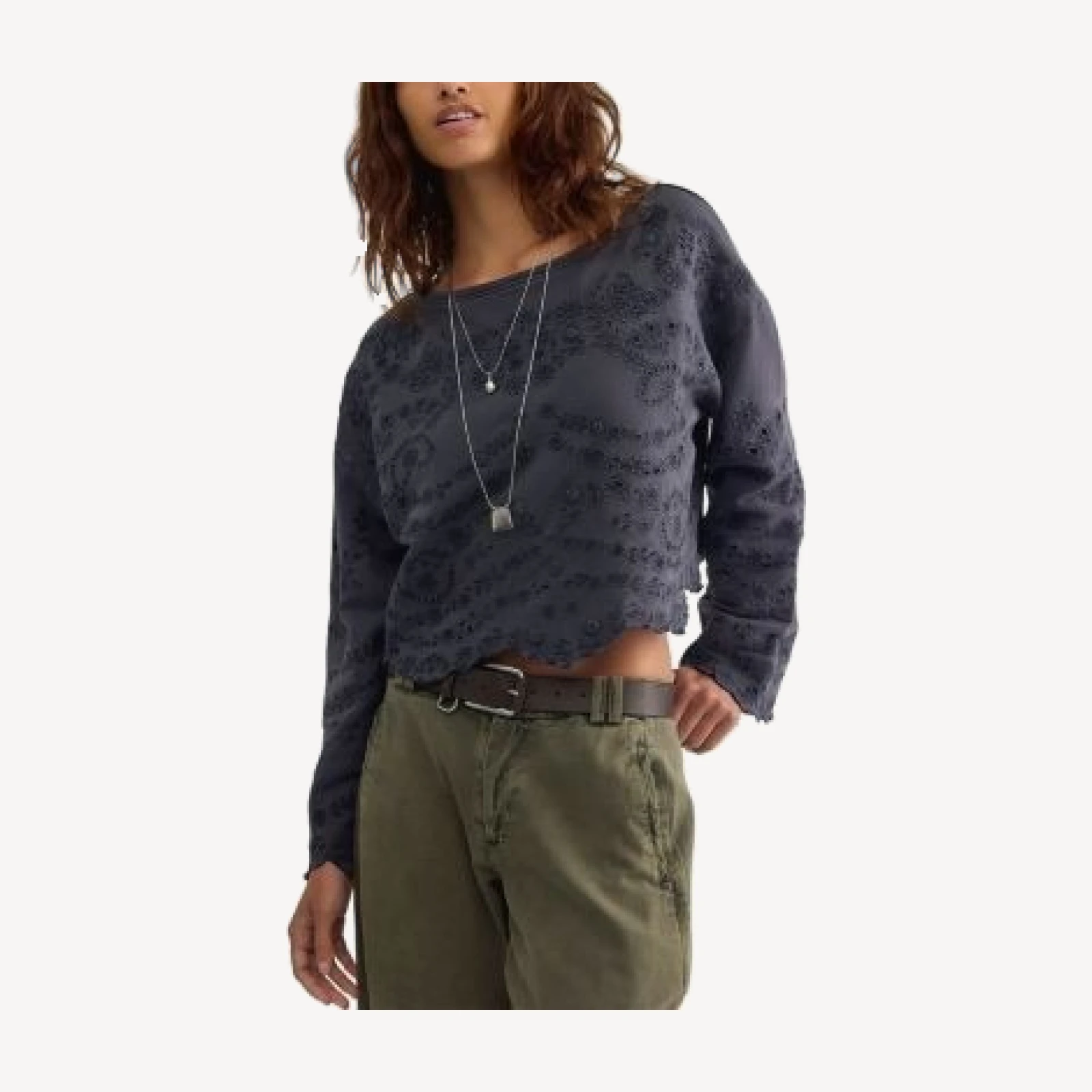 Free People Iris Cotton Eyelet Sweatshirt