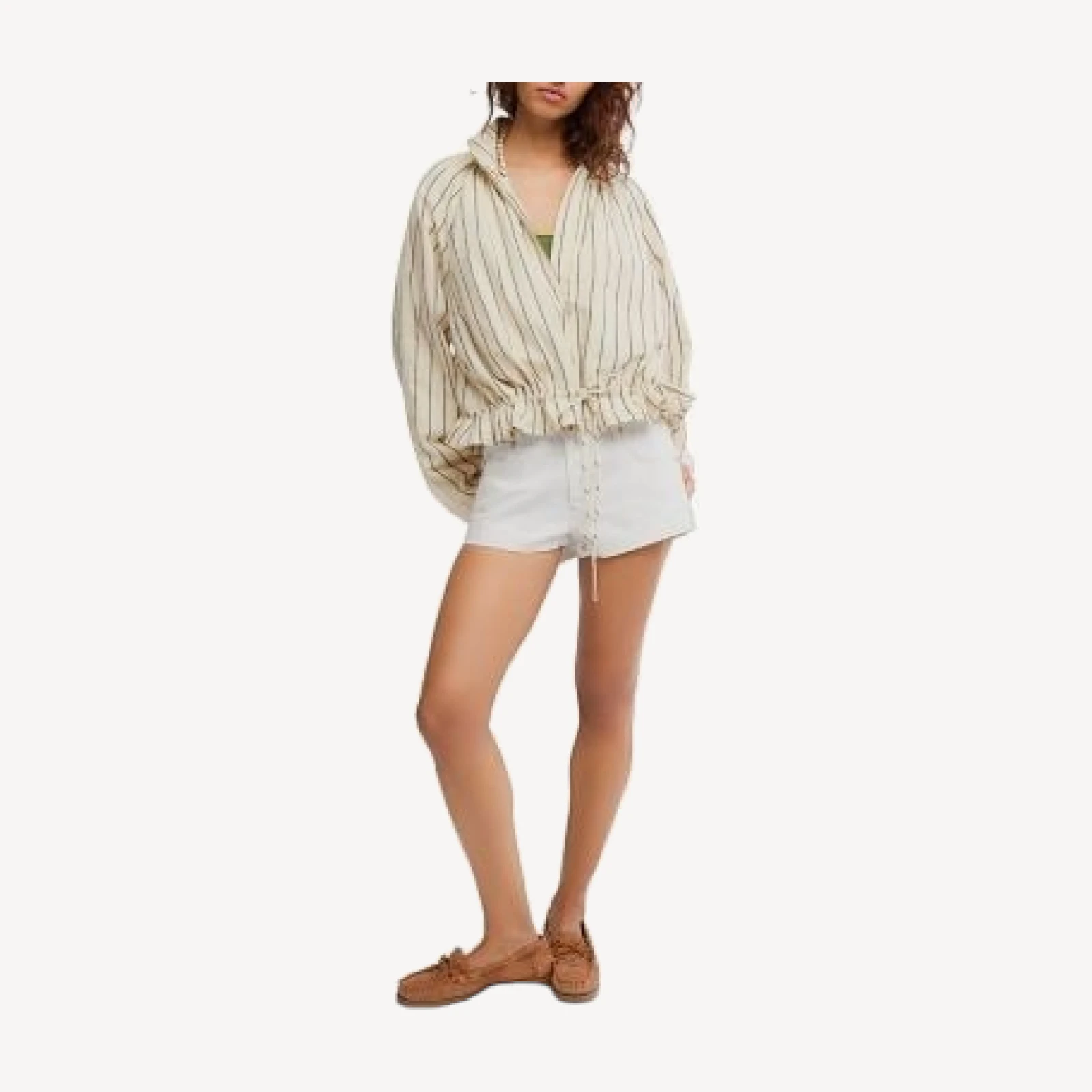 Free People Devon Striped Balloon Jacket