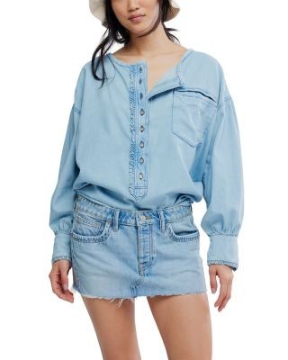 Free People Lainey Low Rise Denim Mini Skirt
