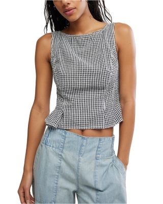Free People Sunfaded Gingham Top